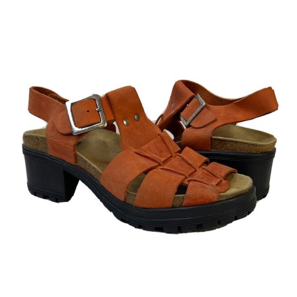 Vintage Chunky Platform Leather Heeled Fisherman Sandals by 9&Co. - Picture 1 of 9